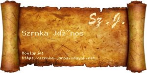 Szrnka János névjegykártya